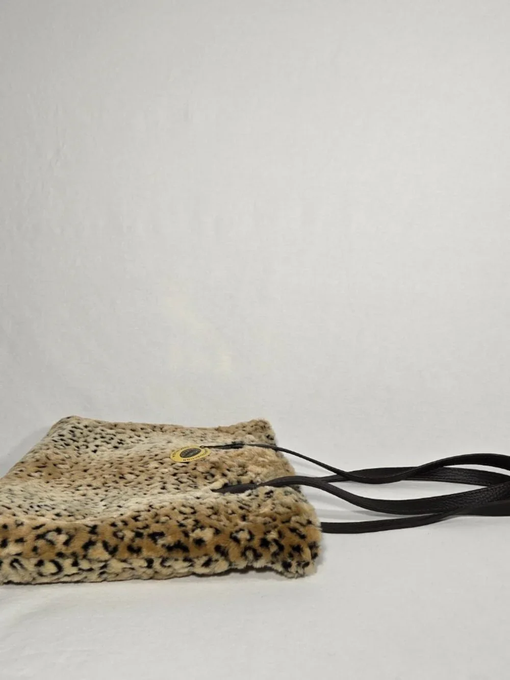 U.S.A Vintage Y2K Mob-Wife Animal Print Faux Fur Leather Strap TOTE BAG + 2 Pcs.